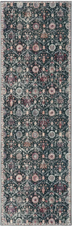 Lahome Moroccan Hallway Rug, 2'5''x8' Kitchen Runner Rugs Non Skid Washable Runners for Hallways, Ultra-Thin Oriental Carpet for Entryway Laundry Room Bedroom Bathroom, Black/Multi