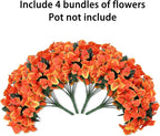 Ivydale Artificial Fall Flowers for Outdoors, 4 Bundles Fake Bougainvillea Flower Realistic Silk Flowers for Outside, Faux Fall Flowers for Outdoor Planters Patio Porch Home Decorations, Orange