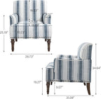UIXE Stripe Accent Chair Arm Chair, Modern Nailhead Trim Club Armchair with Wood Legs, Comfy Living Room Single Sofa Reading Seat Bedroom Side Seating for Home Office, Dark Blue