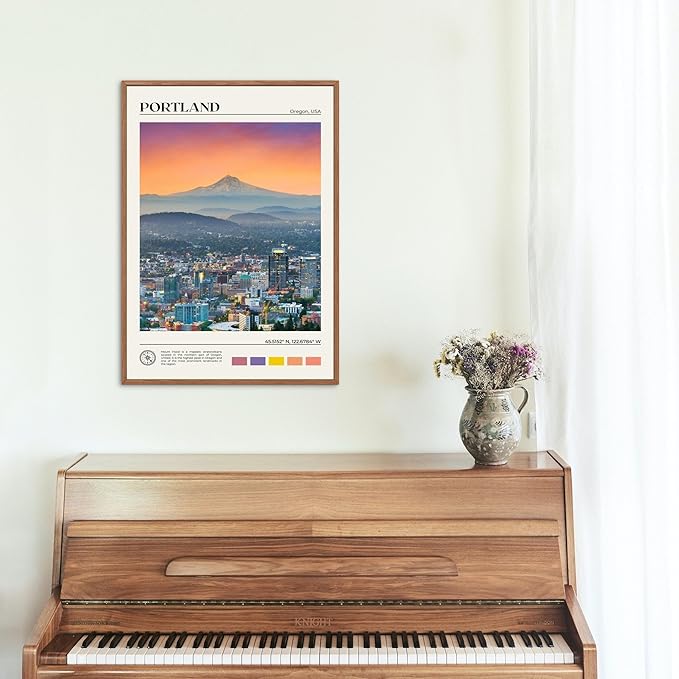 StudioUBILA Portland Wall Art Poster, Decorative Cityscape Landscape Art Prints, Home Decor Wall Art Print for Bedroom Living Room Kitchen Decorations, Unframed