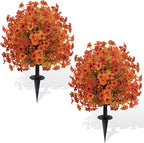 Artificial Topiary Ball Trees with Ground Spikes UV Resistant Faux Greenery Shrubs Fake Shrubs for Outdoors, Realistic Faux Plants Bushes for Garden Porch Yard Patio Decor (Orange Small Flower)