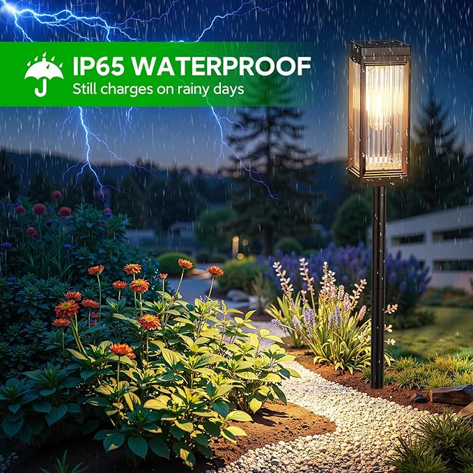 Solar Pathway Lights Outdoor, 4 Pack Upgraded Solar Lights Outdoor Waterproof, Bright Up to 15 Hrs Auto On/Off Garden Light for Yard Patio Lawn Path Walkway Driveway Outside Decor