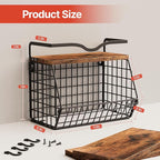 2 Pack Fruit Bowl Hanging Fruit Basket for Kitchen Counter ,Stackable Wire Baskets for Onion Storage and Potato Storage with Wood Lid,Vegetable Fruit Basket with Banana Hooks