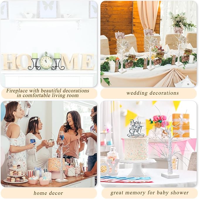 Retisee 2 Pieces Money Tree Gift Card Holder with 12 Clips & 24 LED Lighted Tips 23" White Birch Money Tree for Cash Memo Photo Picture Tabletop Display Christmas Birthday Party Wedding Gifts