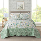 Travan 3-Piece Floral Quilt Super King Quilt Bedding Set, Ultra Soft & Fade Resistant Super King Size Quilt Set for All Season, Exquisite, 120 * 120 Inch
