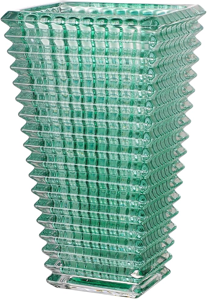 MCMCNCUIU Crystal Glass Vase, Large Crystal Vases for Flowers, Large Flower Vase, Green Modern Vases for Living Room, Bedroom, Kitchen, Dining Table, Mantle, Wedding, 11 Inches