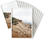 Haus and Hues 12x18 White Oak Wood Picture Frames Set of 15 - Premium Bulk Picture Frames 12x18 Bundle - Elegant Gallery Wall Frame Set for Posters, Art Display - Ideal for Wall Decor in Home & Office