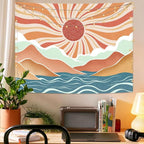 Lunerfex Boho Sun Tapestry Sunset Wall Tapestry, Mountain Tapestries for Bedroom 80s Tapestries Wall Hanging for Bedroom Living Room Decor Boho-2 44"x60"