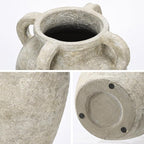 Handmade Flower Vase, 12" Tall Terracotta Vase, Green Vintage Ceramic vase, Rustic Antique Decor with 3 Handles, Wide Mouth, Matte Finish for Home Office Resto Café Décor