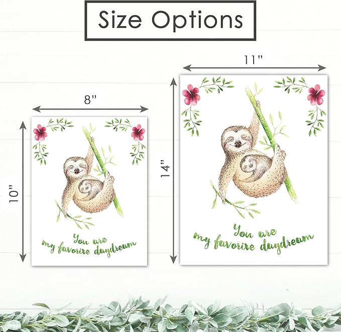 Sloth Art Prints (Set of 3) - Unframed - 11x14s | Delightful and Adorable Decor for Any Space | Living Room Decor | Bedroom Decor | Classroom Decor | Bedroom Wall Art | Modern Wall Art