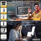 LED Desk Lamp for Home Office, Eye Caring Architect Desk Light with Remote, Dual Screen Computer Monitor Light with Stepless Dimming, Stepless Color Temp, Memory Function for Study, Workbench Grey