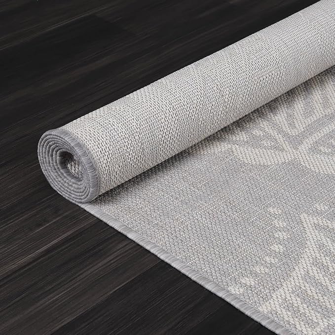 Medallion Outdoor Rug 10x14 Washable Outside Carpet for Indoor Patio Porch Waterproof Easy Cleaning Non Shedding Area Rugs Gray 10 x 14