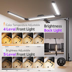 Quntis 32.5" Architect Desk Lamps for Office Home Dorm - Eye Care 3 Light Bar 1100LM Bright, Ambient Backlight, Radar Sensor, Remote Control, 2H Timer, Workbench Drafting Reading Video Conference Task