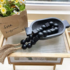 OMISHE Black Extra Large Wood Bead Garland with 1.6" Diameter Wooden Beads and Tassels, 41.5" Long Rustic Farmhouse Country Boho Decorative Beads for Home Decor Tiered Tray Decor