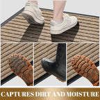 Yimobra Front Door Mat Outdoor Indoor Entrance, 100% Waterproof All-Season All Weather Doormat, Welcome Matt Outside Entry, Non Slip, Low Profile, Heavy Duty Patio Porch Floor Mats,47 x 24,Khaki