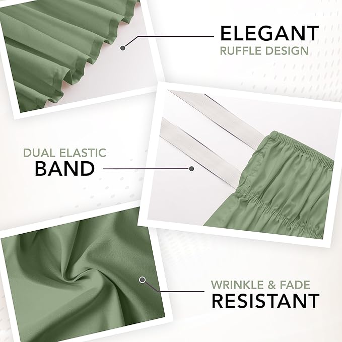 Utopia Bedding Queen Elastic Bed Ruffle - Easy Wrap Around Ruffle - Microfiber Bed Skirt with Adjustable Elastic Belt 16 Inch Tailored Drop - Hotel Quality Bedskirt, Fade Resistant (Queen, Sage)