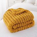 Battilo Chunky Knit Throw Blanket, Soft and Thick Chenille Throw Blanket, 50"x60" Handmade Cable Knit Crochet Blanket, Large Rope Knot Throw Blankets for Couch Sofa Bed Home Decor, Mustard
