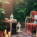 DECORKEY Large Lantern Decorative Outdoor & Indoor, Set of 2 (14’’&10’’) Metal Candle Lanterns Decor, Vintage Hanging Candle Holder for Front Porch Patio Wedding Farmhouse Home, Spring Decoration