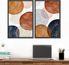 SIGNFORD Framed Wall Art Print Set Vintage Mid-Century Spiral Watercolor Dot Abstract Shapes Illustrations Modern Minimalist Multicolor for Living Room, Bedroom, Office - 16"x24"x2 Black
