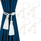 Curtain Tiebacks with Tassel,Modern Rope Window Curtain Ties Backs for Draperies, Outdoor Elegant Decorative Curtain Holdbacks 4 Pack
