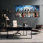 Brooklyn Bridge Wall Art for Bedroom,Modern City Large Canvas Wall Art Living Room,Blue Home Office Decor 29 x 59 Inch