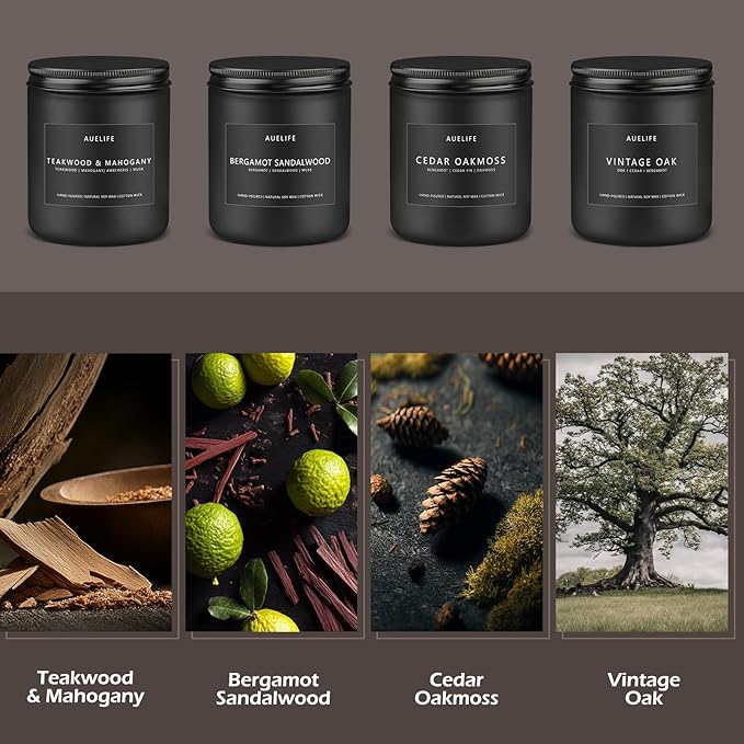 Scented Candles Set - 8 Pack Soy Jar Candle for Home Scented, Aromatherapy Candle Gifts for Men, Women and Birthday, Masculine Home Fragrance Candle