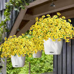 Krissing 48 Bundles Outdoor Artificial Flowers UV Resistant Fake Silk Flowers Faux Plastic Plants Outside Garden Porch Window Box Summer Decoration (Yellow)