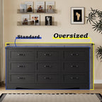 9-Drawer Dresser for Bedroom, Modern Wooden Chest of Drawers with Metal Handles, Anti-Tipping Design, Sturdy and Stable Storage Organizer for Living Room, Entryway, Home Office