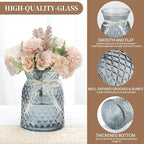 SOJOCK 2PACK Glass Flower Vases(Flowers NOT Included),6.3" High Diamond Pattern Vases,Vintage Vases for Centrepieces,Wedding Decorations,Home Table Flower Decorations