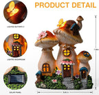 Solar Garden Statue Lights Mushroom Fairy House Figurine, Outdoor Memorial Garden Ornaments Waterproof Decoration for Outside Patio Yard Lawn Decor