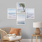 SIGNWIN Framed White Pastel Tropical Island Ocean Beach Shore Wall Art, Set of 4 Landscape Colorful Wall Decor Prints, Nature Wilderness Wall Décor for Living Room, Bedroom - 11"x14" White