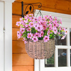 24 Bundles Artificial Flowers for Outdoors & Indoors – UV Resistant Faux Plastic Plants for Garden, Patio, Porch, Window Box, Home Decor – Lush & Vibrant Fake Flowers, Pink