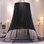 VETHIN Double Layer Princess Round Dome Canopy Bed Curtain for Girls Adults,Children Dreamy Mosquito Net,Cute Bedroom Decoration Castle Play Tent Reading Nook Canopies(Dome-Double Black)