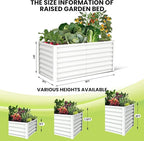 Galvanized Raised Garden Bed Outdoor, 2 Pcs 6x3x2FT Outdoor Large Planter Raised Beds Open Base with Safety Edge and Glove for Vegetables Flowers Ground Planter, White