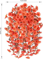 Ivydale 2 PCS Artificial Fall Hanging Flowers Fake Plants Outdoor,Silk Morning Glory Faux Flowers with Eucalyptus Leaves,UV Resistant Realistic Mums Plants for Home Garden Decor (Orange)