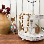 OMISHE 59in Wood Bead Garland with Tassels, Wooden Beads Garland, Decorative Beads Garland Decor, Farmhouse Beads Garland for Wall Hanging Home Festival Decor, Brown and Beige