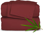 King Sheets by Pure Bamboo, Genuine 100% Organic Viscose Derived from Bamboo Bed Sheet Set, Luxuriously Soft & Cooling, Double Stitching, Lifetime Quality Promise (King, Merlot)