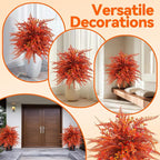 Artificial Topiary Ball Trees with Ground Spikes UV Resistant Faux Greenery Shrubs Fake Shrubs for Outdoors, Realistic Faux Plants Bushes for Garden Porch Yard Patio Decor (Orange Fern)