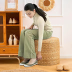 Wimarsbon Storage Pouf Ottoman, Hand Weaving Natural Straw Foot Stool, Bohemian Round Patio Ottomans, Rustic Lounge Pouffe, Outdoor Extra Seat for Garden