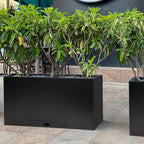 Worth Garden Metal Rectangular Planter Box - Black Powder Coated Steel Planter - 16" H. Tall Heavy Duty Modern Flower Plant Pot - Indoor & Outdoor, Commercial & Residential (16"x12"x36")