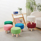 Wimarsbon Pouf Ottoman, 100% Cotton Knitted Boho Footstool, Round Footrest with Non-Skid Wood Legs, Home Décor Handmade Pouffe, Leisure Floor Step Stool for Living Room (Matcha)