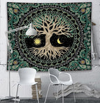 FORATER Tree of Life Wall Hanging - Aesthetic Sun and Moon Tapestry with Vintage Paisley Flowers (53 x 61 inches, Multicolor) for Bedroom, Living Room, Dorm