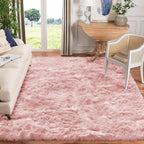 Goolela Pink Area Rug 8x10 Large Faux Sheepskin Fur Rug for Living Room Bedroom Fluffy Washable Shag Rug Super Soft Shaggy Rug Room Rug, Rectangle