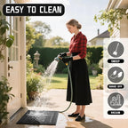 Yimobra Welcome Mat, Heavy Duty Sturdy Door Mats for Home Entrance Outdoor Indoor, Front Doormat for Outside Patio Floor Entry Porch Garage Office, Waterproof, Low Profile, 29.5 x 17, Black Grey