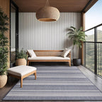 Stripe Outdoor Rug 9x12 Washable Outside Carpet for Indoor Patio Porch Waterproof Easy Cleaning Non Shedding Area Rugs Blue 9 x 12