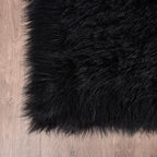 Goolela Round Area Rugs 6ft Black Circle Rugs for Bedroom Shaggy Circular Rug for Living Room Fluffy Plush Shag Rug Washable Faux Fur Rug for Play Tent Home Decor