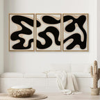 SIGNWIN Framed Canvas Print Wall Art Modern Abstract Organic Shapes Black and Beige Fluid Pattern Photography Modern Art Minimalist for Living Room, Bedroom, Office - 24"x36"x3 Natural