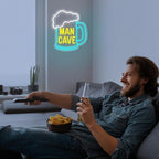 Man Cave Neon Sign, Beer Neon Signs for Wall Decor, Dimmable Acrylic Neon Lights for Man Cave Gamer Room Bedroom Bar Pub Party Decorations