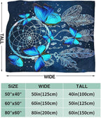 Blue Butterfly Blanket for Womens Girls Dream Catcher Throw Blanket Gifts for Kids Boys Soft Warm Cozy Flannel Blanket for Couch Sofa Bed 50"x60"