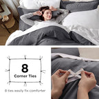 Bedsure Dark Grey Duvet Cover King Size - 3 Pieces Prewashed Cotton-Like Extra Soft Bedding Set, Includes 1 Duvet Cover 104x90 Inches with Zipper Closure & 2 Pillow Shams, Comforter Not Included